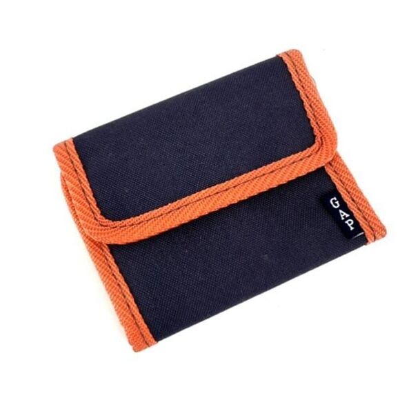 Gap Vintage 90s Mens Unisex Hook & Loop Tri-Fold Colorblock Wallet Navy Canvas - Picture 1 of 7